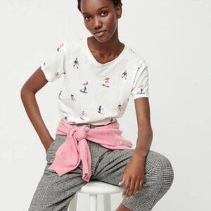 J. Crew White Tee with Multicolor Print
